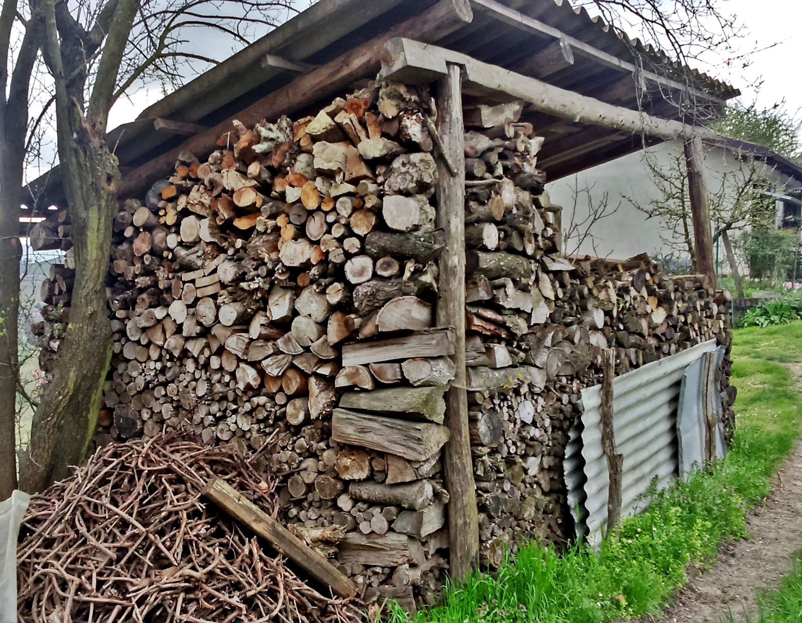 une pile de bois de chauffage sur une Chariot cette volonté être